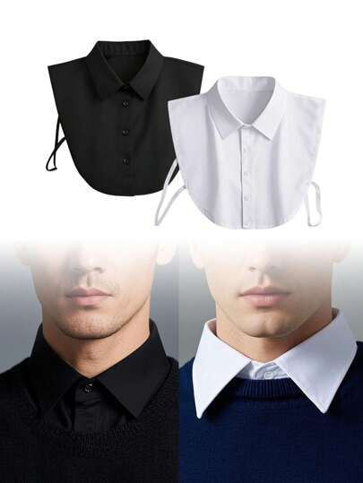 2pcs Fake Collars, Detachable Dickey Collars, Men's Half Shirts, Faux False Collars, For Men, Popular Accessories.