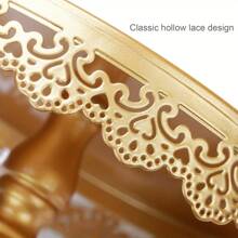 1pcsRound Golden Cake Stand, Elegant Lace Decorated Dessert Tray, Suitable For Weddings, Birthdays, Parties, Celebrations, Cake Display Stands