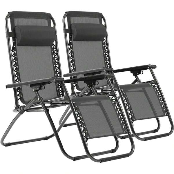 2 Sillas tumbona Silla Reclinable de Gravedad Cero 2 unidades para Jardín, Terraza, Piscina, Playa y Balcón – Tumbona Plegable Ergonómica con Respaldo Ajustable hasta 165° y Sistema de Bloqueo – Estructura de Acero Resistente con Capacidad de Carga de 120 kg – Tejido Transpirable para Máximo Confort – Silla de Descanso Portátil y Ligera con Reposacabezas Desmontable y Protección Antideslizante para Uso en Exteriores