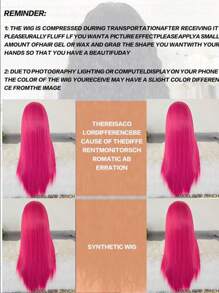 websterwigs Peluca de cabello liso con parte frontal de encaje elegante de 26 pulgadas, color rosa rojo/rosa/rosa claro, peluca sintética con cabello resistente al calor, de fibra de seda recta, para mujer, cosplay, fiesta, uso diario, festival de música. - Rosa Fucsia - Ver 11