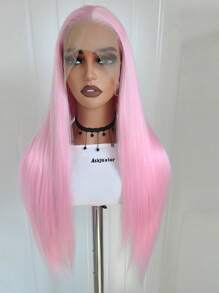 websterwigs 13x4 Long Straight 26" Wig, Rose Red, Pink, Light Pink Lace Front Synthetic Wig, Pre-Plucked Hairline, Heat Resistant Fiber, Silky Straight Wig For Women, Cosplay, Party, Daily Use, Music Festivals