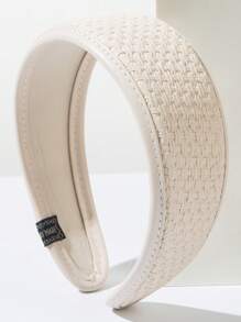 1pc 2025 New Vintage Leather Woven Wide Headband For Women, High-End Daily Versatile High Crown Head Hoop Hair Accessory