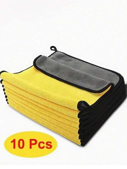 3/5/10件抗菌超细纤维毛巾套装，采用双面珊瑚绒，适用于厨房和车内。超强吸水，加厚设计，是汽车护理、厨房清洁的理想选择，也是优质超细纤维干毛巾的理想之选。