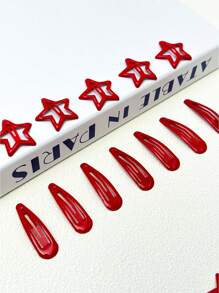 5pcs/Set Fashionable Dopamine Color Star Hair Clips, Suitable For Daily Use, Commuting, School, Outfit Matching, Minimalist Style Girls BB Bangs Hairclips