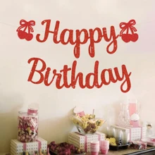 Pancarta de cumpleaños con cerezas - Divertido tema de frutas Feliz cumpleaños Pancarta, Pancarta de cumpleaños 1er cumpleaños con cerezas, Decoraciones de fiesta de cumpleaños con tema de cerezas Brillo rojo