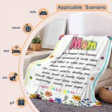1 件字母图案毛毯礼物，适合送给妈妈的母亲节礼物，柔软法兰绒毛毯，适合沙发、床或户外使用 - 彩色 - 查看 6