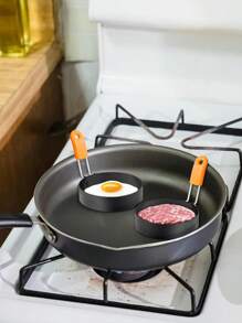 1个/2个装煎蛋圈/煎饼圈，不粘煎饼模具，圆形煎蛋模具，方形煎蛋模具，多功能煮蛋器，耐热煎蛋圈，厨房煮蛋工具，不锈钢煎蛋模具，带手柄煎蛋圈