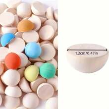 50 Wooden Beads Set Semi-Circle Semi-Sphere Semi-Circle, DIY Craft Material, Wooden Semi-Sphere Beads