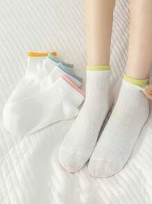 5 Pairs Mid-Calf Socks For Students, Short Style Versatile Socks For Spring And Autumn