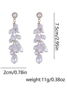 1pc Elegant Fashion Asymmetric Faux Pearl Layered Baroque Style Necklace For Women - Flower Necklace - View 8