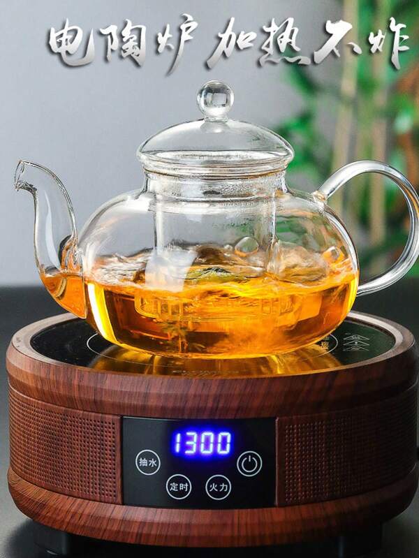 Heat Resistant Glass Teapot With Filter & Pumpkin-Shaped Handle, Thickened Glass Tea Pot For Home Use