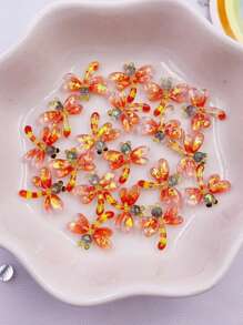 40颗混合树脂彩色迷你可爱闪光水晶蜻蜓平底水钻贴花装饰DIY婚礼艺术剪贴簿珠宝工艺配件夏季、学校 - 隨機混裝1個 - 查看 5