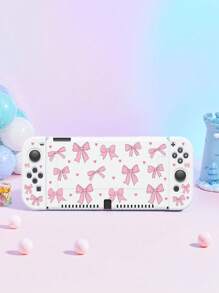 1pc Pink Bow & Heart Pattern Protective Case, Compatible With New Switch2 (2025)/Switch NS/Switch OLED/Lite, Compatible With Switch/Switch 2 Game Console Accessories, Full Set Including Storage Case, Card Slot Base, Best Gift Compatible With Switch Players