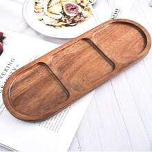 1pc, 11.4 Inch Multipurpose Wooden Breakfast Tray, Snack Plate, Cake Stand, Decorative Tray, Compartment Appetizer, Dip, Condiment, Nuts, Dried Fruits, Kitchen Counter, Bathroom Decor, Candle Holder, Suitable For Birthday, Party, Halloween, Christmas