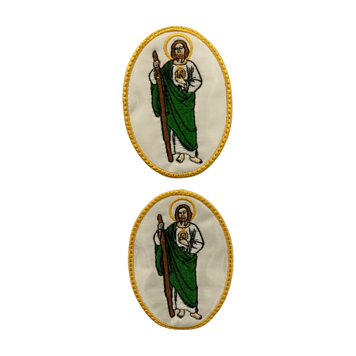 2 piezas Parche Bordado Termoadhesivo Para Ropa Con Diseño Artesanal de Judas Tadeo. Apliques Bordados DIY para Coser y Planchar.