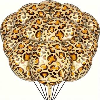 10pcs 18 Inch Leopard Print Balloon Pattern, Suitable For Birthday Party Decoration, Animal Themed Party Decoration Balloons, Anniversary Decoration,