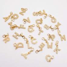 2Pcs Gold Color Letter Alloy Pendant With Faux Pearls Alphabet Charm Women Ladies Bag Clothes DIY Craft Decor A - Z
