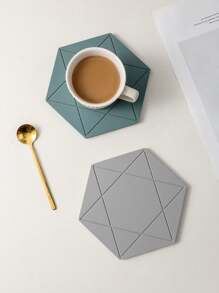 1 pieza/2 piezas Posavasos de silicona minimalista, salvamanteles, tapete para tazón, tapete para platos, individuales a prueba de calor, almohadilla aislante multiusos para vajilla, diseño hexagonal antideslizante, fácil de limpiar, resistente al calor