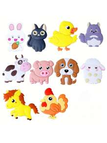 10/12/16pcs Refrigerator Magnets, Room Decor Stickers. Rubber Soft Magnetic Fridge Magnets, Material: PVC Soft Rubber, Size: Approx. 4.5-5CM, Features: 3D Stereoscopic, Long-Lasting, Non-Fading, Applicable For Posting Notes, Memos, Photos, Decorating Refrigerators, Early Education Stickers, Etc. - Multicolor - View 11