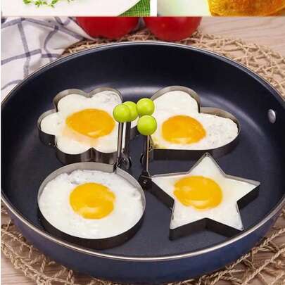 4件套/1件装不锈钢煎蛋模具，煎饼和鸡蛋成型器，用于烹饪和装饰，厨房配件，鸡蛋圈模具，煎蛋模具，DIY煎蛋模具，创意鸡蛋模具，烹饪鸡蛋圈模具，不锈钢圈模具，面包模具，厨房配件