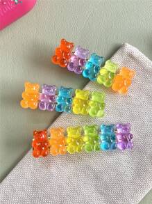 1个可爱甜美的六只小熊鳄鱼发夹/条形码发夹/果冻发卡，米老鼠耳朵发带头巾发箍吸汗带，秋冬季女士度假装扮优雅围巾头巾 - 彩色 - 查看 10