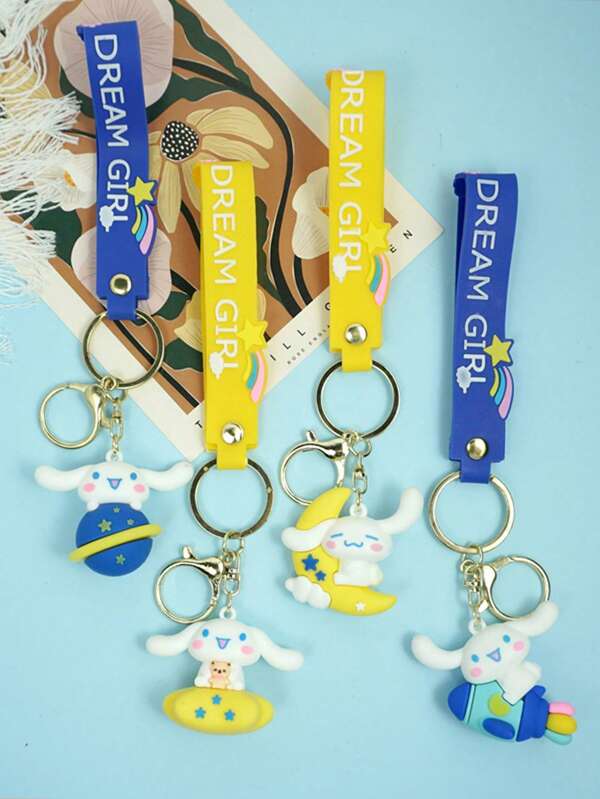Sanrio 4 piezas de lindo ganchos llavero con el personaje de dibujos animados Cinnamoroll de Sanrio