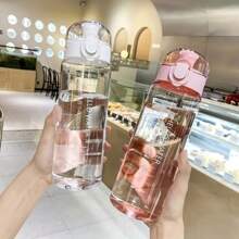 1 pieza, Botellas de agua, Botella de agua deportiva, Botella de agua de plástico para exteriores, Botellas de agua de moda, Botella de agua lavable con correa de transporte, Botella de agua de gran capacidad, Botella de agua portátil y creativa para camping al aire libre, 780ml/26.38oz