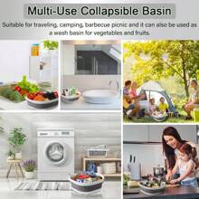 3 Pack Collapsible Tub Wash Basin Laundry Baskets Space Saving Storage Container For Dishing Fruit Camping Laundry Hiking Home