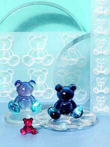 [ 2 Sizes Set ] Bear Silicone Mold Mini Dropping Bear Back Jewelry Keychain Jewelry Parts UV Resin Mold Clay Mold Handmade Set (Bear Size 2 Sizes Set) - White - View 7