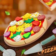 Giocattolo di pizza in legno per bambini – gioco di ruolo e giocattolo educativo