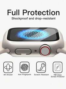 3 Packs 3 IN 1 Tempered Glass Film Hard PC Bumper Case For Apple Watch Series 11 10 9 8 7 6 5 4, 40mm/41mm/42mm/44mm/45mm/46mm/49mm Compatible With IWatch Screen Protector Protector Case Face Cover, For Women Men, Ultra-Thin Guard,Clear/Black/Rose Gold - Black+Starlight+Transparent - View 11