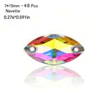 Cristales de Rhinestone de vidrio AB de forma redonda, triangular, cuadrada y de hoja AAAAA para coser en ropa, decoración del hogar, bodas y manualidades DIY - Gemas brillantes listas para fiestas, aniversarios y regalos