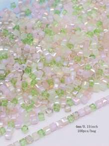 4mm 100pcs/Lot Pink Purple Cube Czech Crystal Glass Beads Cube Square Glass Loose Space Beads For Jewelry Making DIY Handmade