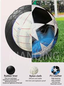 Adult And Youth Professional Training Competition No.5 Soccer Balls Made Of High Quality PU Leather, Anti Slip And Wear Resistant, Excellent Elasticity, Butyl Explosion Proof Rubber Inner Tank, Easy To Kick, Seamless Hot Adhesive Football, Comes With Needle Ball Mesh