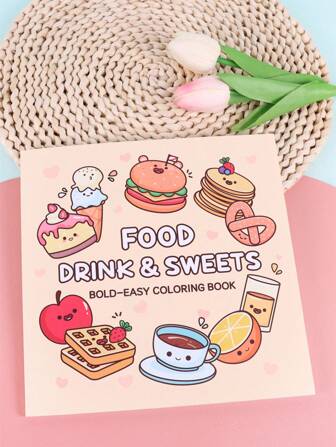 1 件食物饮料和糖果：适合成人、青少年和儿童的可爱又舒适的着色书：大胆而简单的着色（大胆、简单和可爱的着色书）