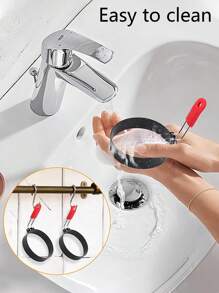 1个/2个装煎蛋圈/煎饼圈，不粘煎饼模具，圆形煎蛋模具，方形煎蛋模具，多功能煮蛋器，耐热煎蛋圈，厨房煮蛋工具，不锈钢煎蛋模具，带手柄煎蛋圈