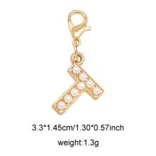 2Pcs Gold Color Letter Alloy Pendant With Faux Pearls Alphabet Charm Women Ladies Bag Clothes DIY Craft Decor A - Z