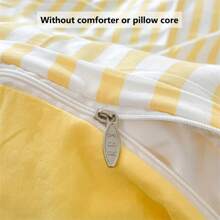 4 件套加厚黄色条纹床上用品套件（1 件羽绒被套 + 2 件枕套 + 1 件床单，不含枕头和被子），柔软透气，四季家纺，可机洗 - 黃條 - 查看 8