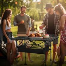 Ultra Compact Aluminum Folding Camping Table - Lightweight Roll-Up Portable Beach Table With Large Storage And Carry Bag - For Outdoor Cooking, Picnic, Camp, Boat, Travel, Backyard, Party, BBQ, Patio