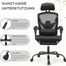 Sedia da ufficio ergonomica - sedia da scrivania con comodi braccioli, dotata di un comodo supporto lombare e poggiapiedi, sedia da ufficio adatta per casa, ufficio
