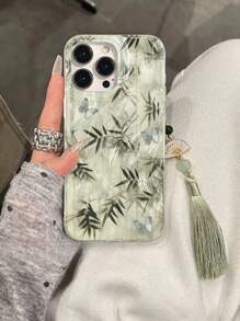 Bamboo Butterfly Painted Accessories Foil Painting Additional Pendant, High-End Elegant Silver Minimalist Compatible With IPhone 16/IPhone 15, Painted IPhone 15 Pro Max, Apple P13 Phone Case P14 Women P11 Soft Shell P12 Anti-Drop XS.XR/78P.78GES2 IPhone 16/IPhone 15/XR/IPhone 16 Pro Max/7p8p/P12 Pro Max/P13 Pro Max/P14 Pro Max/A16/A15/S24/S25/S23/S24U Phone Case Cover