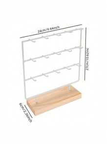 DEFINICE 1pc Wood Earring Display Stand For Selling, Earring Rack Display Holder Stand Back To School - Multicolor - View 4