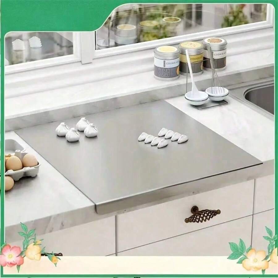 1 pezzo Tagliere di lusso in acciaio inossidabile - Superficie di taglio antifungina e antigraffio - Utensile da cucina essenziale per chef e appassionati di cucina, Tagliere in acciaio inossidabile per carne, formaggio, pane, verdure e frutta, Tagliere per casa, dormitorio, cucina, regalo per la casa