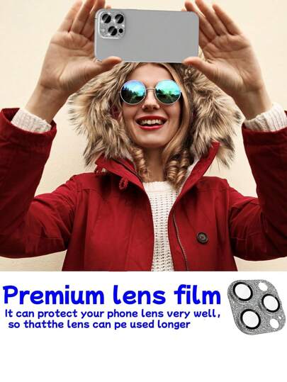 Camera Lens Protector Film, Compatible With IPhone 16 Pro, 16 Pro Max, 14 Pro, 14 Pro Max, Tempered Glass Sparkling Surface, Camera Lens Protection (Silver) Gift For Birthday, Family, Friends Sparkling Crystal, Lens Protector, Phone Accessories
