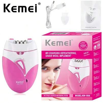 Kemei Depiladora KM-189A para mujeres, extracción de vello facial portátil para mujeres, depiladora de 2 velocidades ajustable para eliminar el vello facial, extracción de vello facial perfecta para rostro, labios, brazos, axilas, piernas y bikini de las mujeres