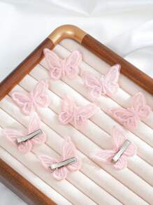 8pcs Lace Double-Layer Butterfly Hair Clip For Daily Use Cute Valentine's Day Valentines,Hair Accessories,Hair Barrettes Hair Clips Claw Clips Hair Claws, School Stuff