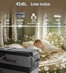 Alpicool 42/52 Quart Car Refrigerator, Portable Refrigerator, Camping And Road Trip Refrigerator, Mini Refrigerator Ice Maker, Camping Cooler, Quick Cooling (-4 ℉ To 68 ℉), 12/24V DC And 100-240V AC, Suitable For Cars, Trucks, Camping, RVs, Boats, Outdoor Use - 42 Quart - View 9