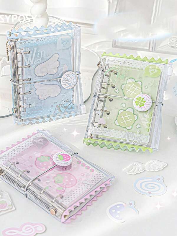 1pc Fashionable Candy Changeable Decorative Cover Binder M5 Planner, Small Ins Style Loose Leaf Notebook DIY Mini Notepad,School Supplies,Back To School