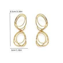 1 Pair Asymmetrical Spiral Line Decor Metallic Earring, Fashionable, Handmade, High-End, Personalized, Versatile Ear Studs For Women