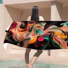 1pc Extra Large Beach Towel - Soft, Lightweight And Absorbent Polyester Bathing Towel, Suitable For Travel, Swimming, Camping, Yoga, Fitness, Beach Vacation And Beach Parties - Perfect Gift For Family And Friends - Multicolor - View 8